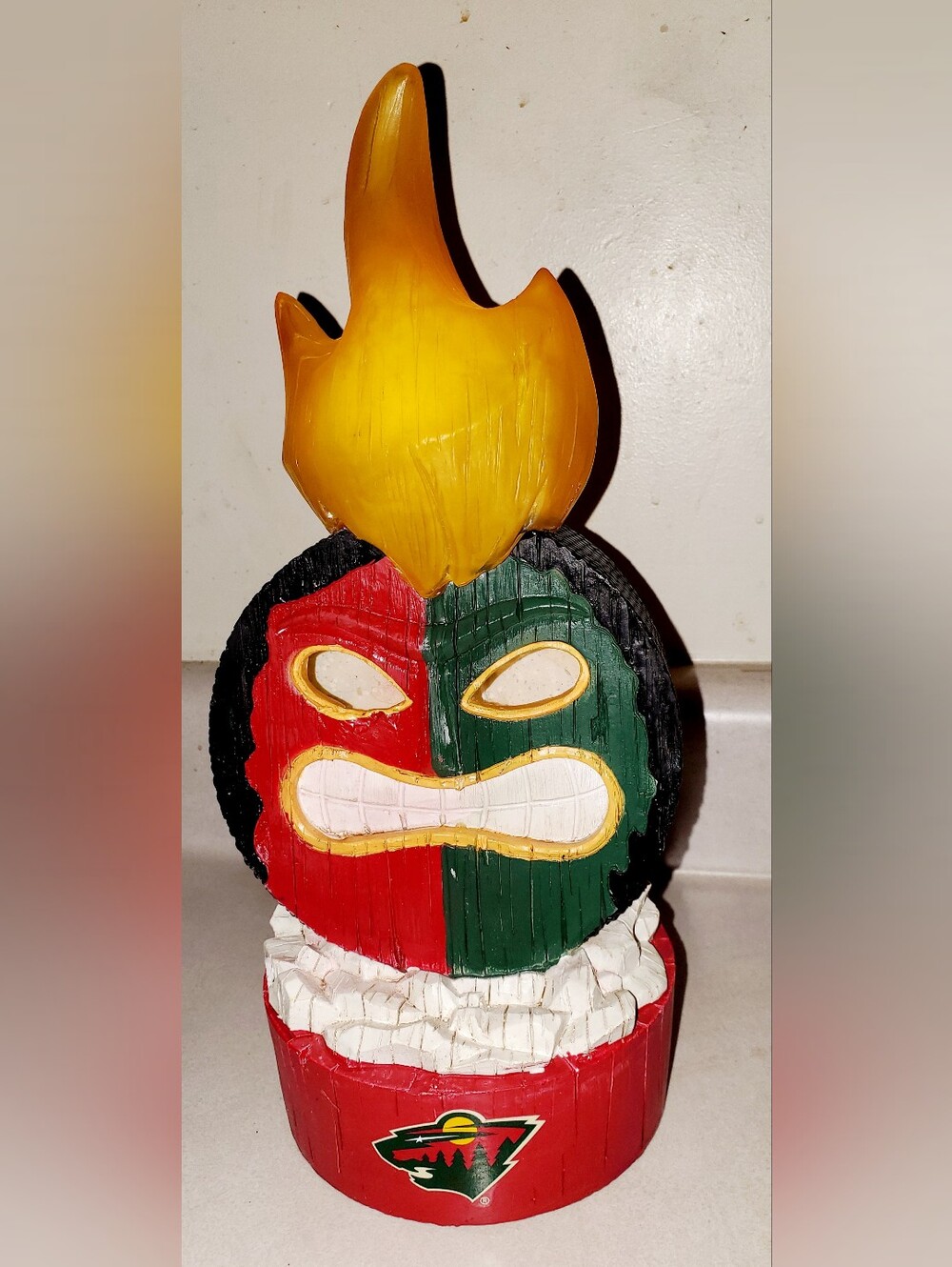 NHL Minnesota Tiki Tiki Totem Night Light - Hand-Painted Home Art NIP